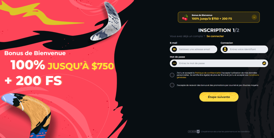 Boomerang Casino Inscription