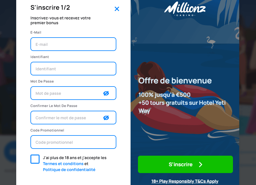 Millionz Casino Inscription