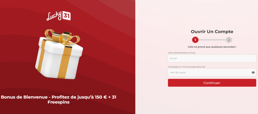 Inscription Lucky31 Casino Inscription