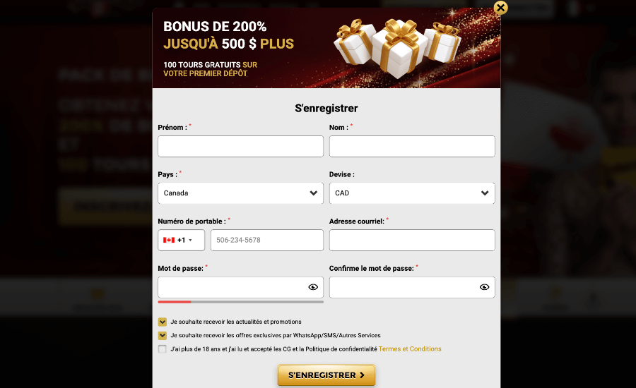 Win Unique Casino Inscription