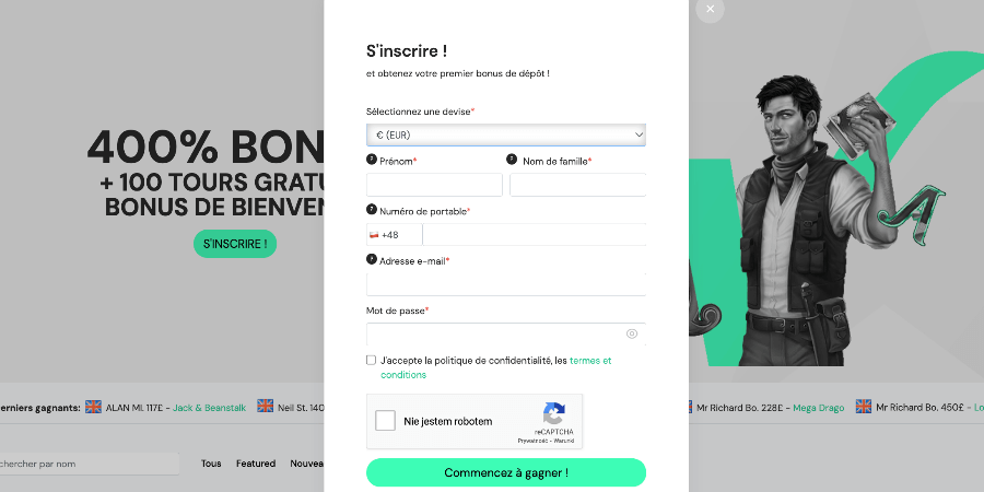 Inscription WinnerCasino Inscription