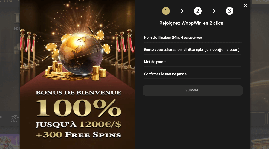 Woopwin Casino Inscription