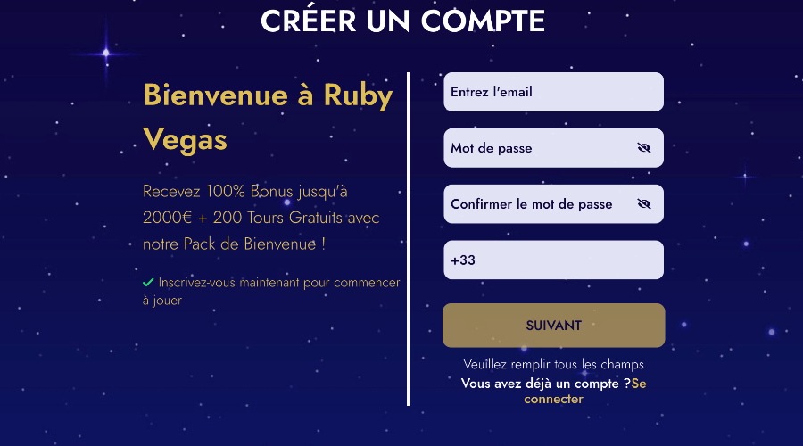 Ruby Vegas Casino Inscription