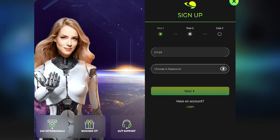 Space Fortuna Casino Inscription