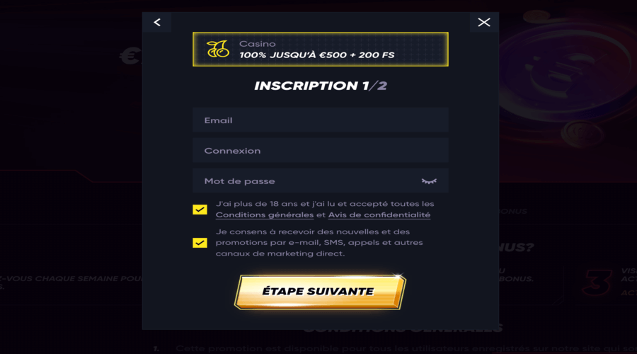 QuickWin Casino Inscription