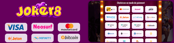 Moyens de paiement Joker8 Casino moyens de paiement