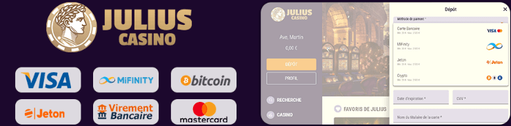 Julius Casino Moyens de paiement