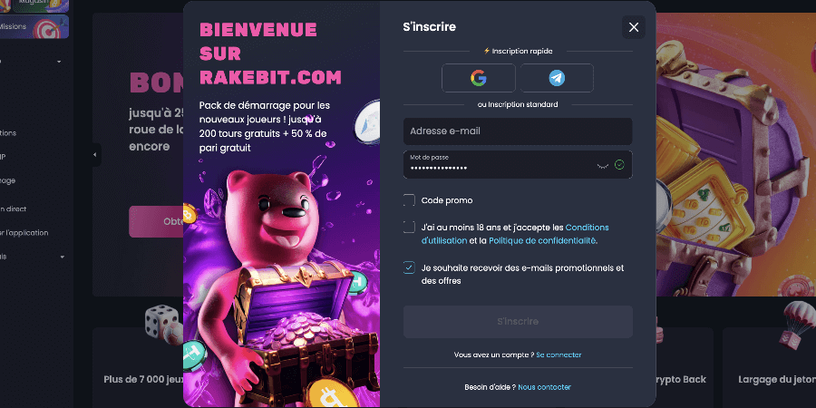 Inscription Rakebit Casino Inscription