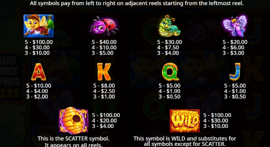 3 Buzzing Wilds Symboles 3 Buzzing Wilds Symboles