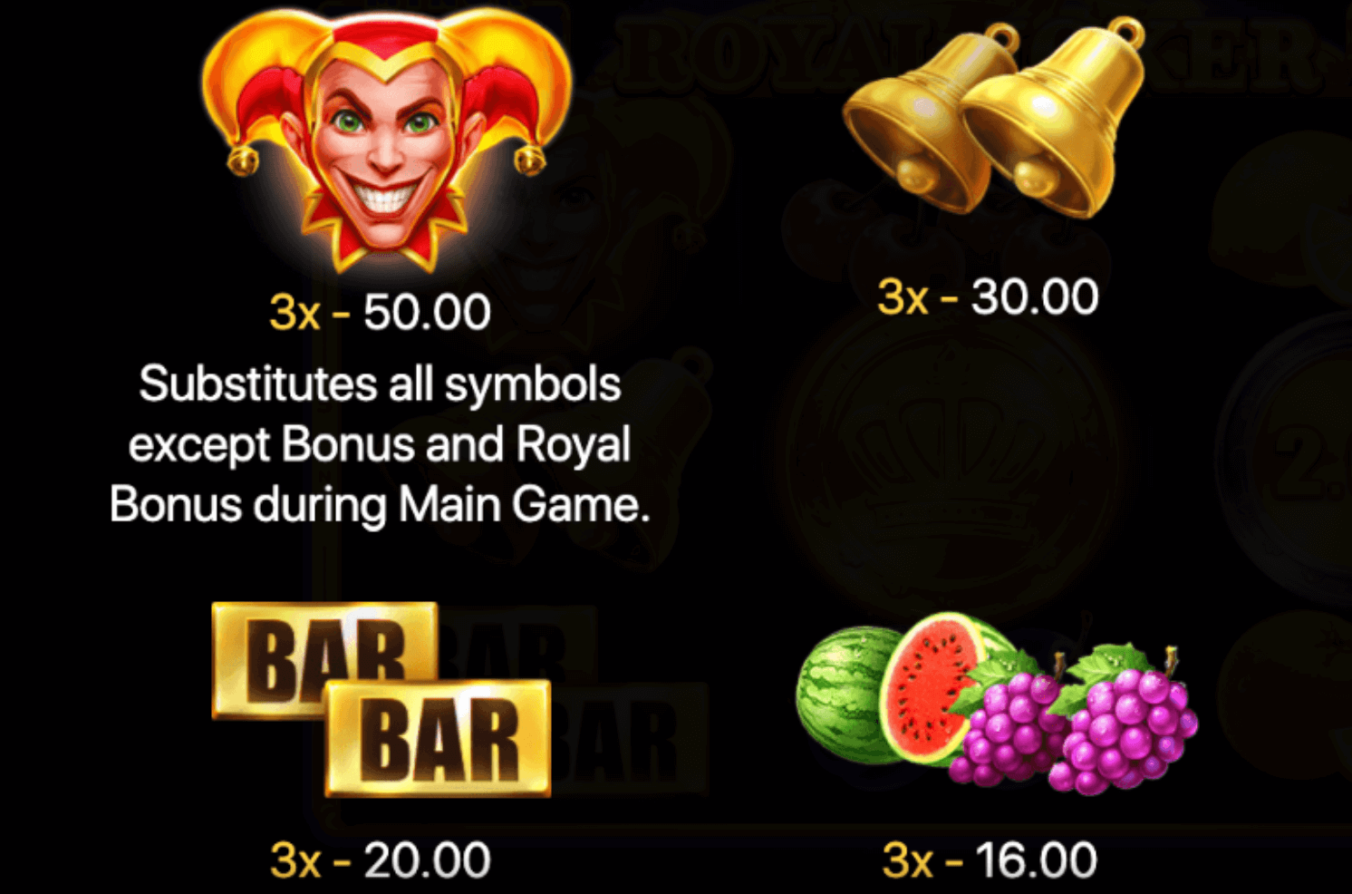 Royal Joker: Hold and Win Symboles